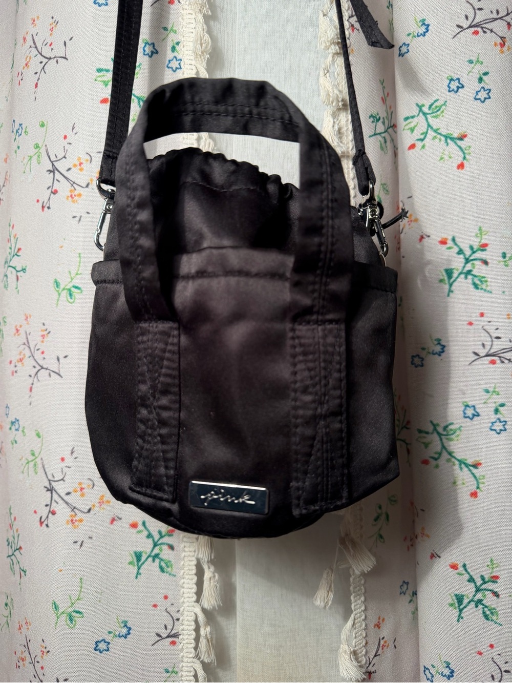 PINK Victoria's Secret Black Mini Tote Crossbody Bag